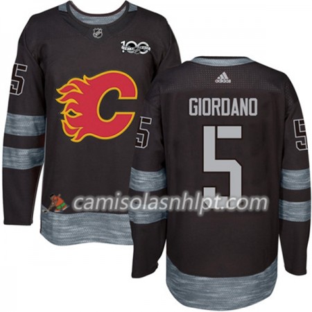 Camisola Calgary Flames Mark Giordano 5 1917-2017 100th Anniversary Adidas Preto Authentic - Homem